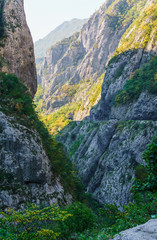 The observation deck for tourists, where a beautiful view of the gorge among the mountains in Montenegro. September 2018