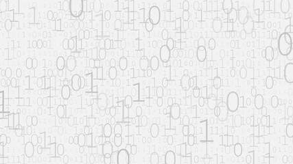 Background of zeros and ones in white and gray colors