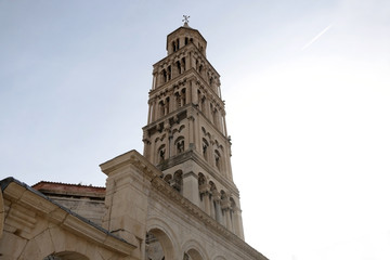 Fototapeta na wymiar Saint Domnius bell tower and cathedral in Split, Croatia. Split is popular travel destination in Croatia.