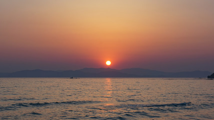 Seascape with beautiful sunset over the sea.