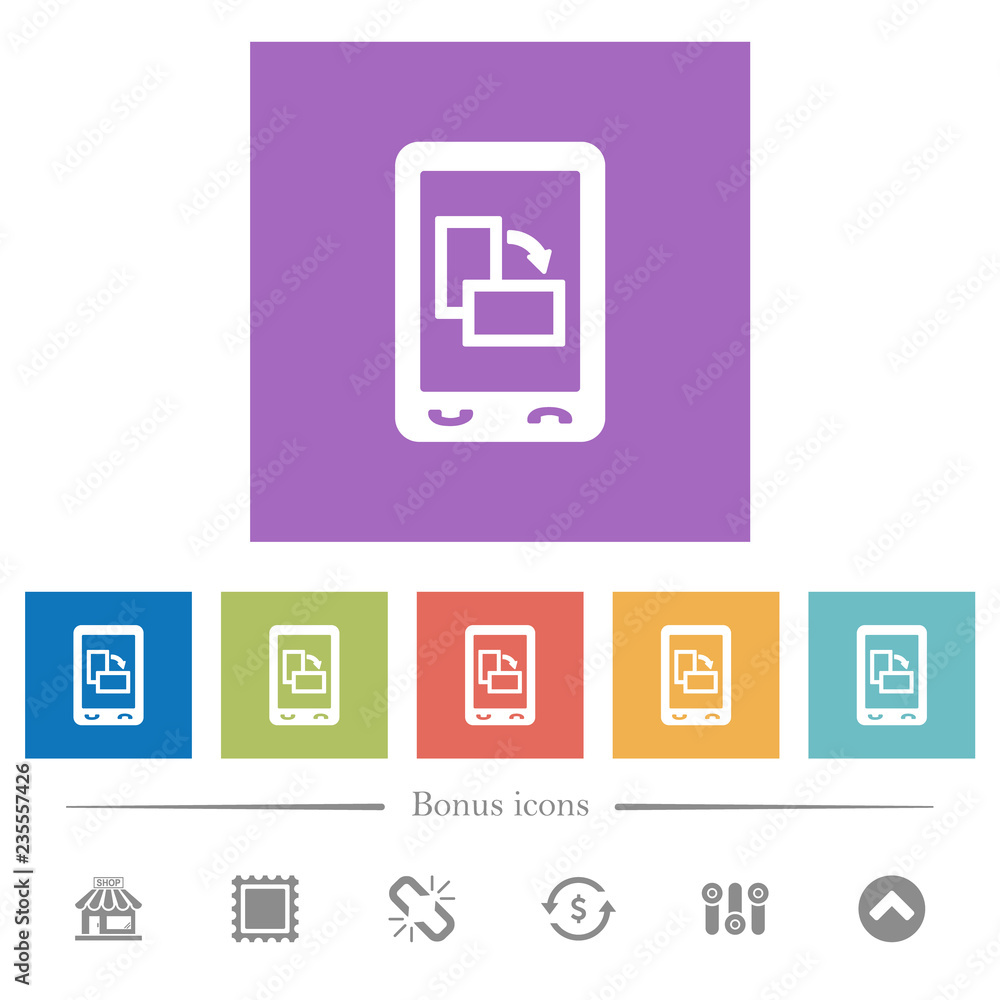 Aufkleber change mobile display orientation flat white icons in square backgrounds