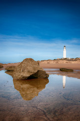 Wonderful lighthouse known as Trafalgar's lighthouse at the province of Cadiz, Spain