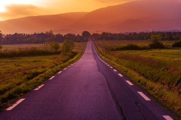 Fototapeta na wymiar road in the sunset