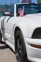 Beautiful and powerful American muscle car, wide and sporty tires