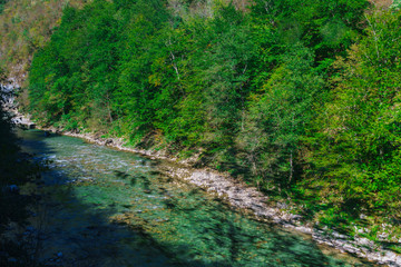 the gorge of the river Tara in Montenegro surrounded by picturesque mountains.Europe