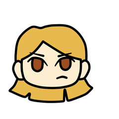 Annoyed Chibi Girl Face Blond Brown-eyed