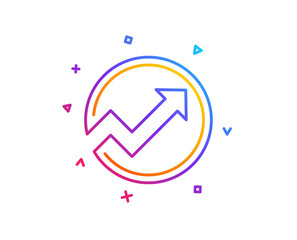 Chart line icon. Report graph or Sales growth sign in circle. Analysis and Statistics data symbol. Gradient line button. Audit icon design. Colorful geometric shapes. Vector