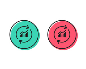 Chart line icon. Update Report graph or Sales growth sign. Analysis and Statistics data symbol. Positive and negative circle buttons concept. Good or bad symbols. Update data Vector