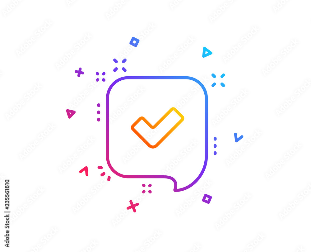 Poster approve line icon. accepted or confirmed sign. speech bubble symbol. gradient line button. confirmed