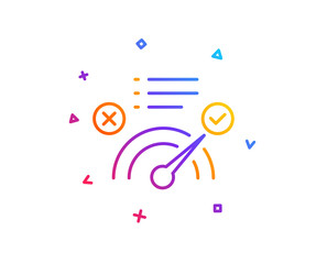 Correct answer line icon. Accepted or confirmed sign. Approved symbol. Gradient line button. Correct answer icon design. Colorful geometric shapes. Vector