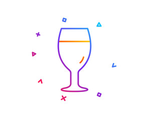 Beer glass line icon. Pub Craft beer sign. Brewery beverage symbol. Gradient line button. Beer glass icon design. Colorful geometric shapes. Vector