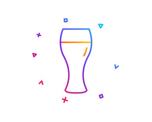 Beer glass line icon. Pub Craft beer sign. Brewery beverage symbol. Gradient line button. Beer glass icon design. Colorful geometric shapes. Vector