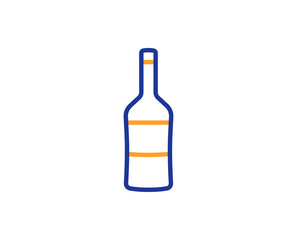 Wine bottle line icon. Merlot or Cabernet Sauvignon sign. Colorful outline concept. Blue and orange thin line color icon. Wine Vector