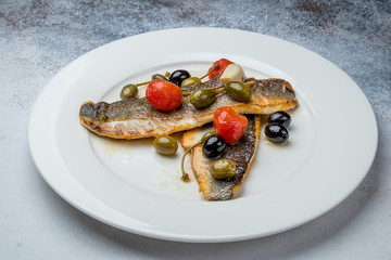 Fried sea bass
