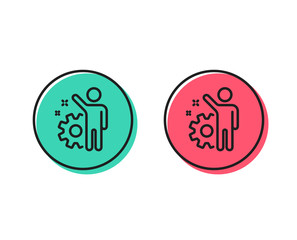 Employee line icon. Business management sign. Work or gear symbol. Positive and negative circle buttons concept. Good or bad symbols. Employee Vector