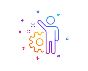 Employee line icon. Business management sign. Work or gear symbol. Gradient line button. Employee icon design. Colorful geometric shapes. Vector