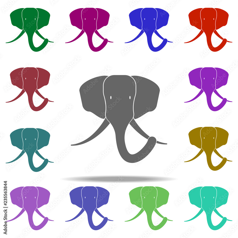 Aufkleber head of elephant silhouette icon. elements of animals in multi color style icons. simple icon for we