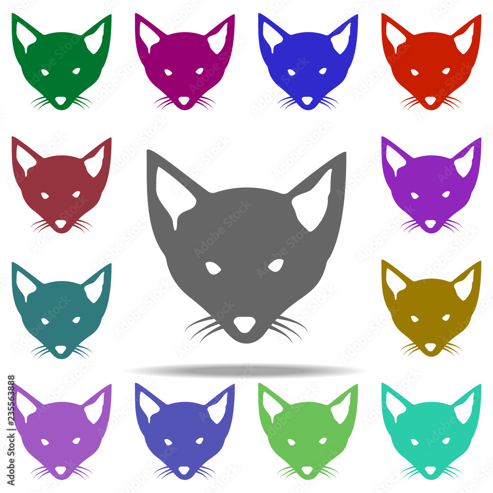 Poster head of a fox silhouette icon. elements of animals in multi color style icons. simple icon for websi