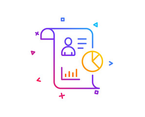 Report line icon. Business management sign. Employee statistics symbol. Gradient line button. Report icon design. Colorful geometric shapes. Vector