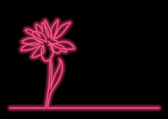 Obraz premium continuous line drawing of beautiful flower with neon vector effect