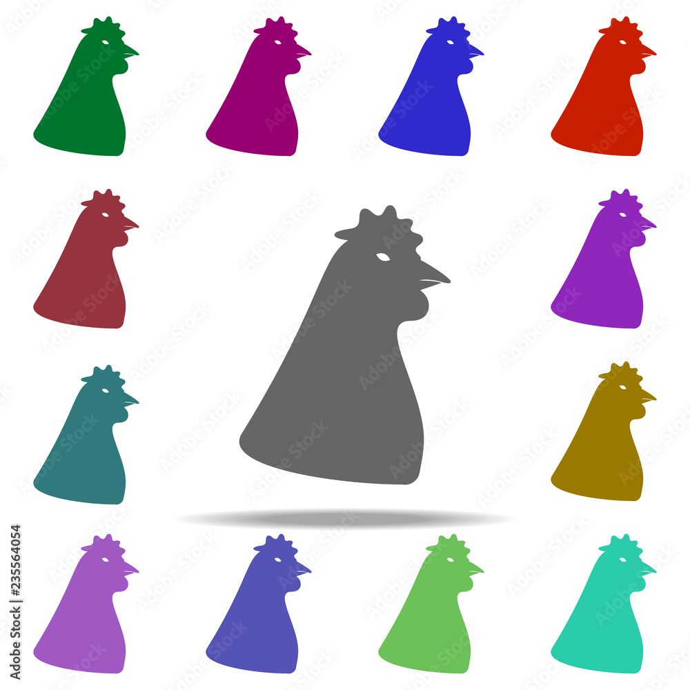 Poster head of a hen silhouette icon. elements of animals in multi color style icons. simple icon for websi