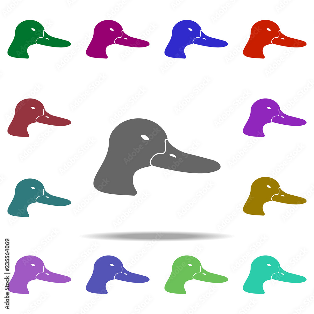 Poster head of duck silhouette icon. elements of animals in multi color style icons. simple icon for websit