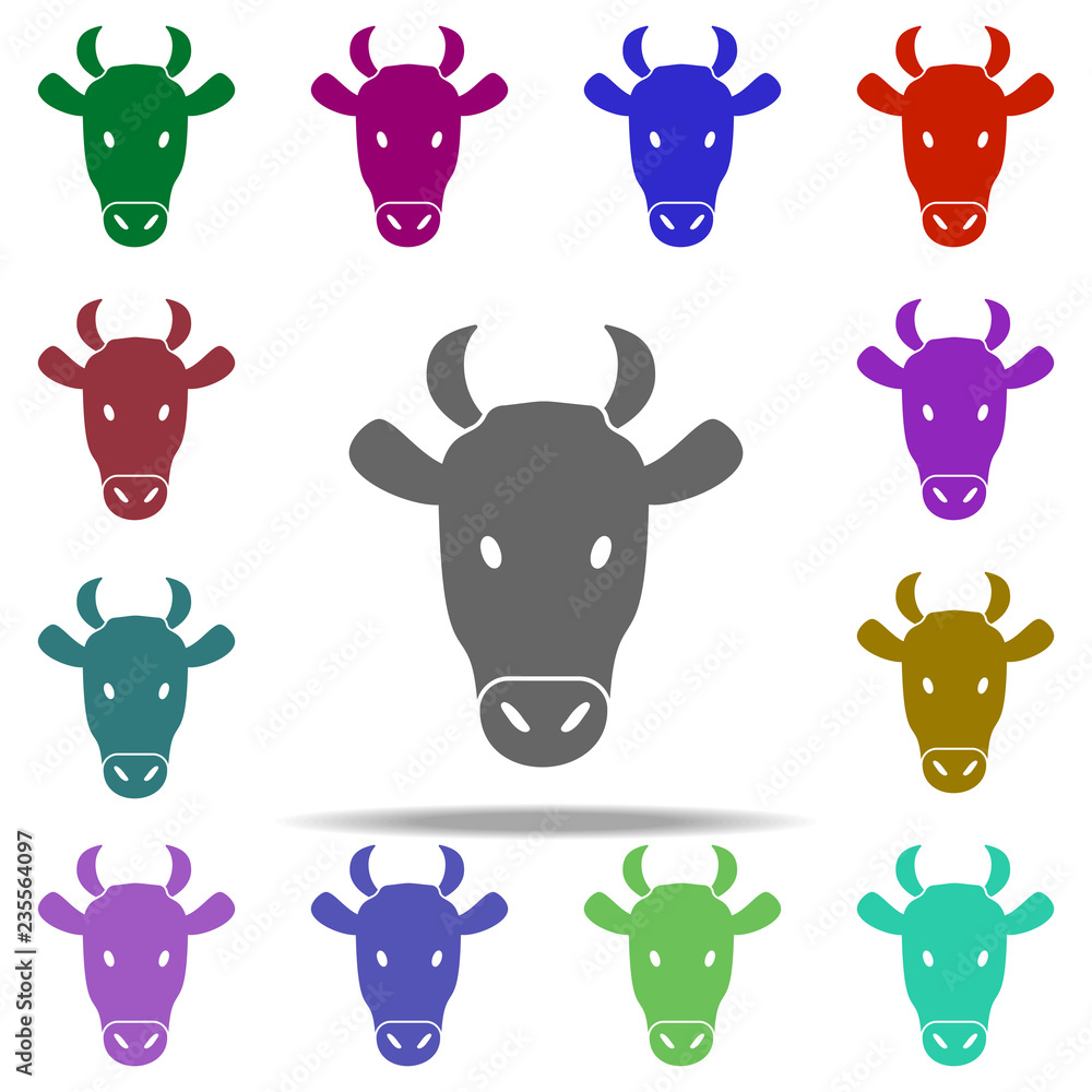 Poster head of cow silhouette icon. elements of animals in multi color style icons. simple icon for website