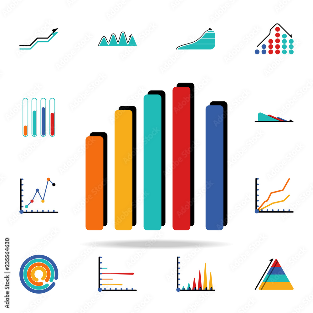 Poster colored infographic column chart icon. business data graphics icons universal set for web and mobile