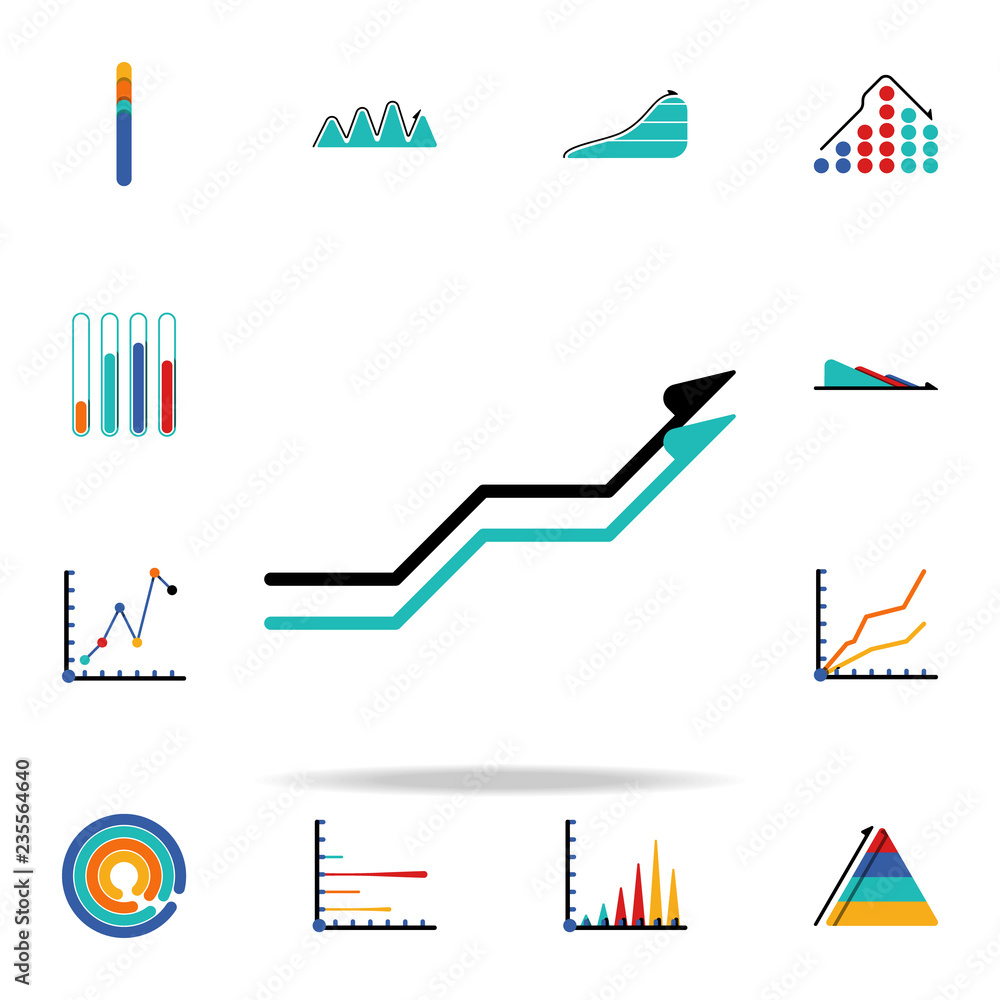 Poster colored infographic line chart icon. business data graphics icons universal set for web and mobile