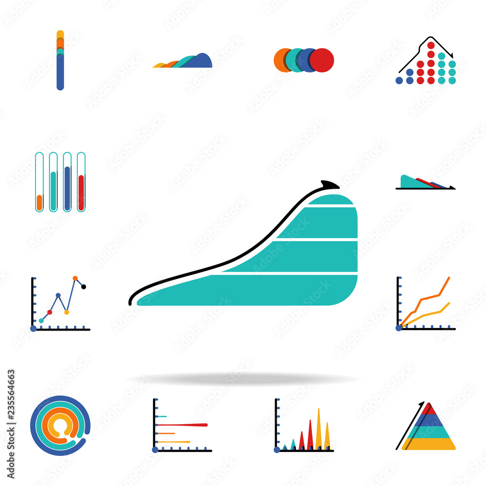 Poster colored infographic area chart icon. business data graphics icons universal set for web and mobile