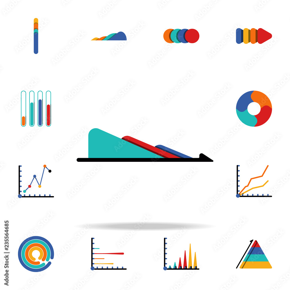 Poster colored infographic area chart icon. business data graphics icons universal set for web and mobile