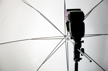 Photo lamp with an umbrella, softbox