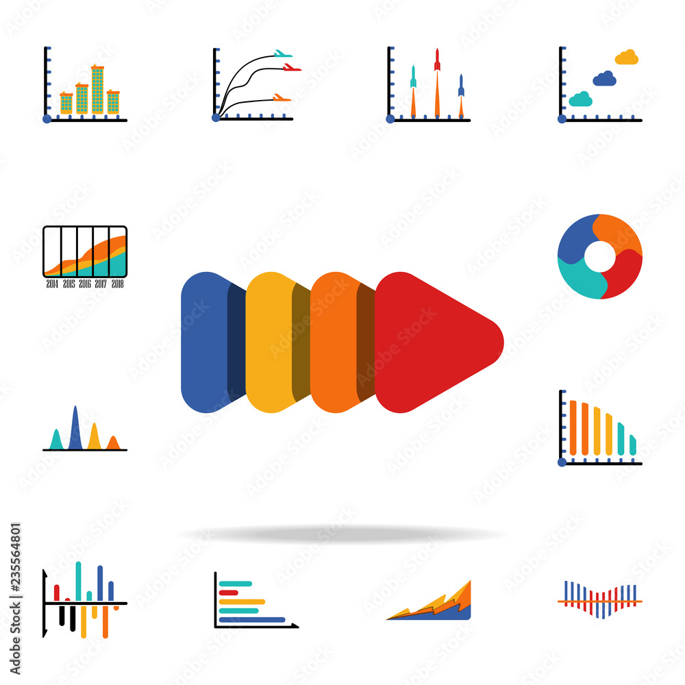 Poster colored infographic chart arrow icon. business data graphics icons universal set for web and mobile