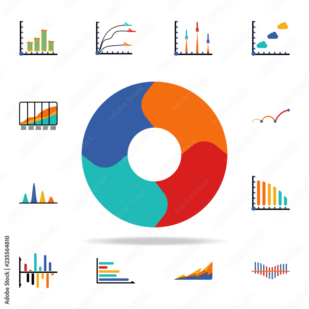 Poster colored infographic pie chart icon. business data graphics icons universal set for web and mobile
