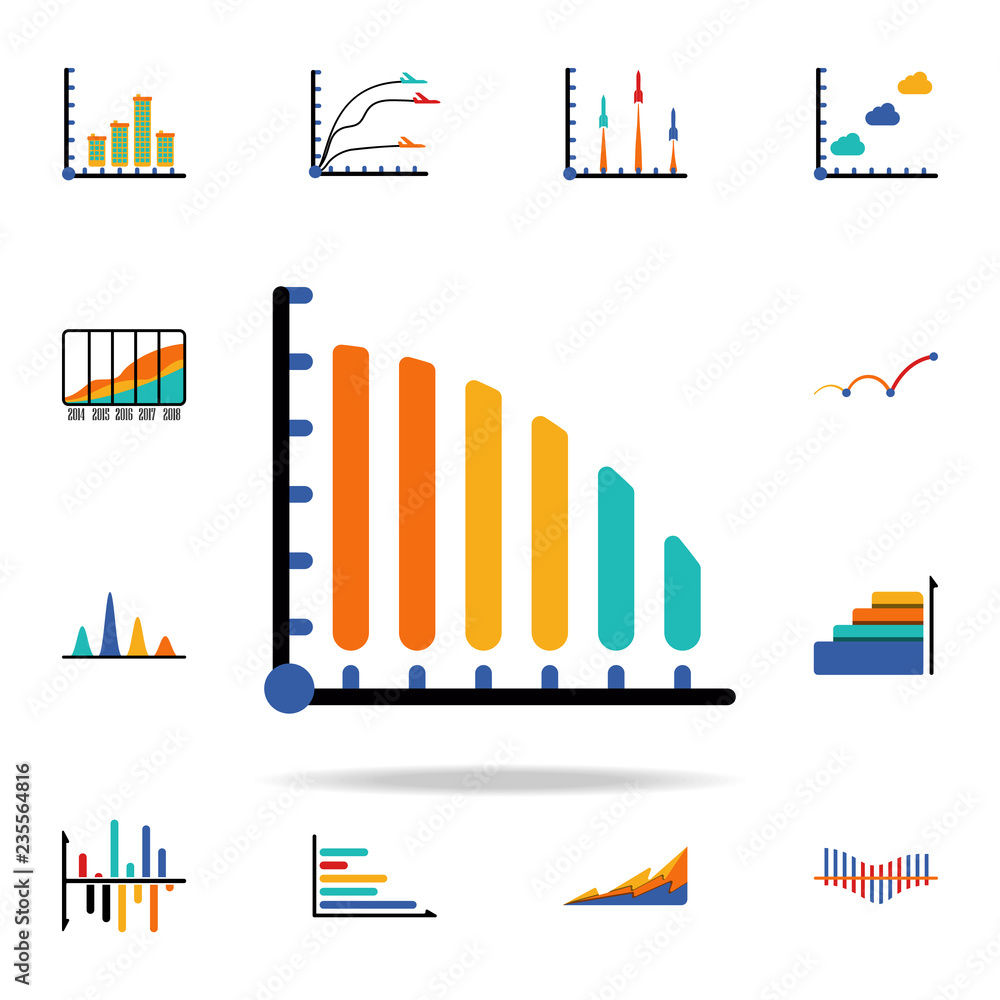 Poster colored infographic column chart icon. business data graphics icons universal set for web and mobile