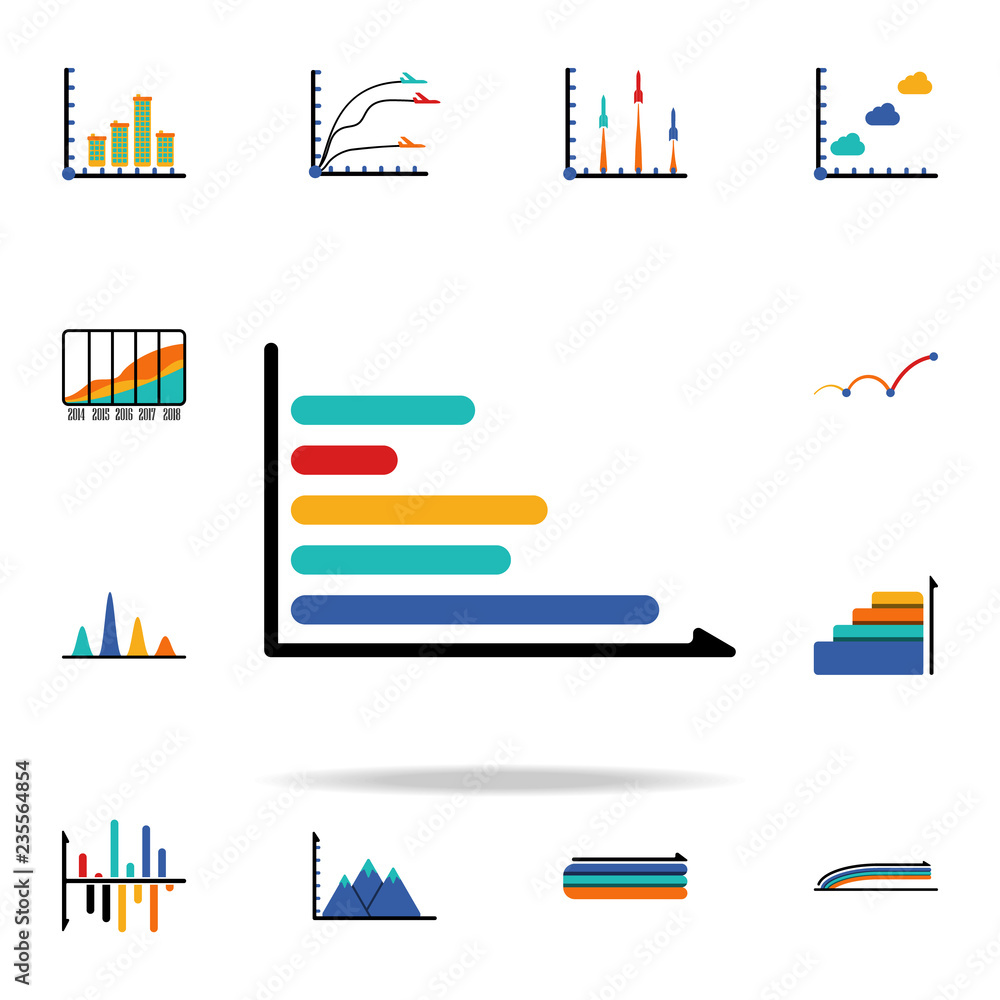 Poster colored infographic bar chart icon. business data graphics icons universal set for web and mobile
