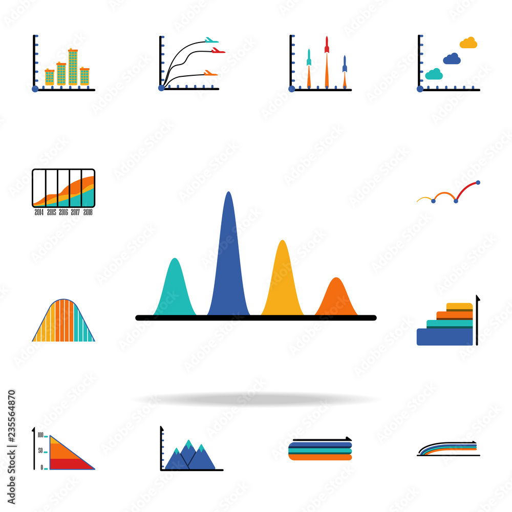 Poster colored infographic column chart icon. business data graphics icons universal set for web and mobile