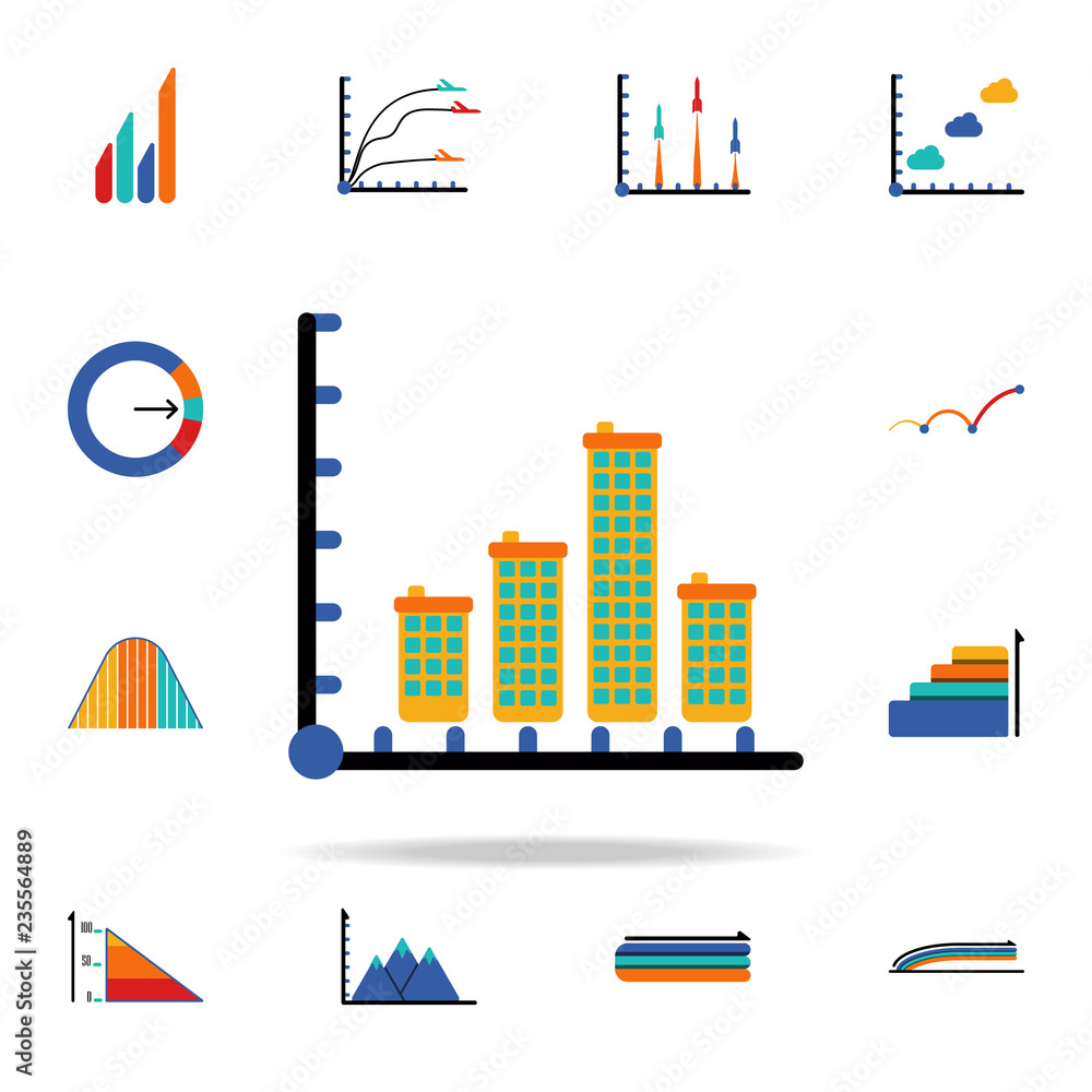 Poster colored infographic chart in real estate icon. business data graphics icons universal set for web an
