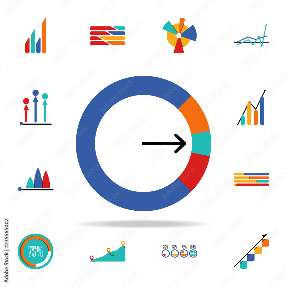Poster colored infographic pie chart icon. business data graphics icons universal set for web and mobile