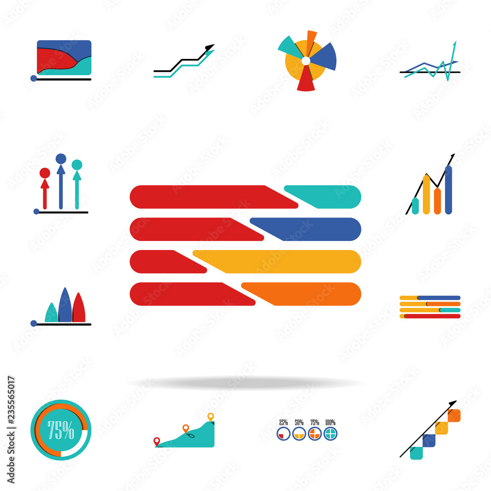 Poster colored infographic bar chart icon. business data graphics icons universal set for web and mobile
