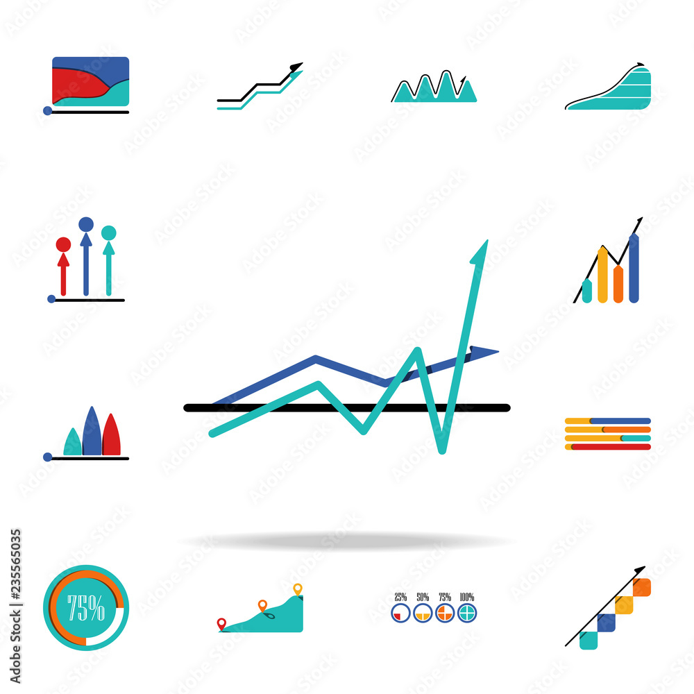 Poster colored infographic line chart icon. business data graphics icons universal set for web and mobile