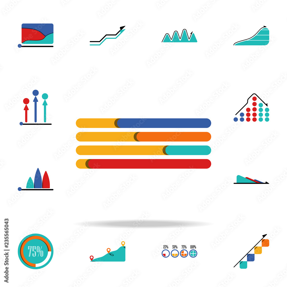 Poster colored infographic bar chart icon. business data graphics icons universal set for web and mobile