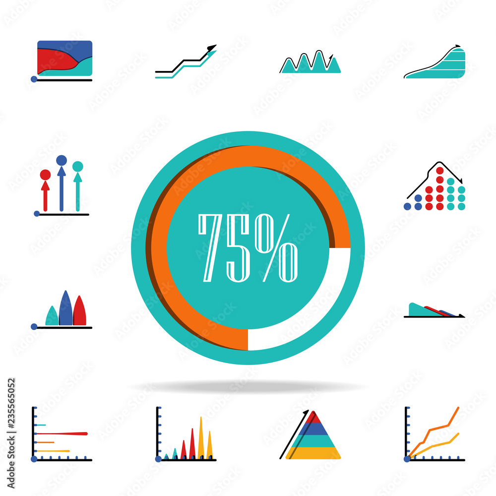 Poster colored infographic sunburst chart icon. business data graphics icons universal set for web and mobi