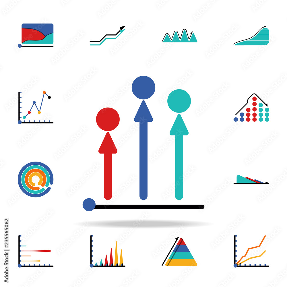 Poster colored infographic column chart icon. business data graphics icons universal set for web and mobile