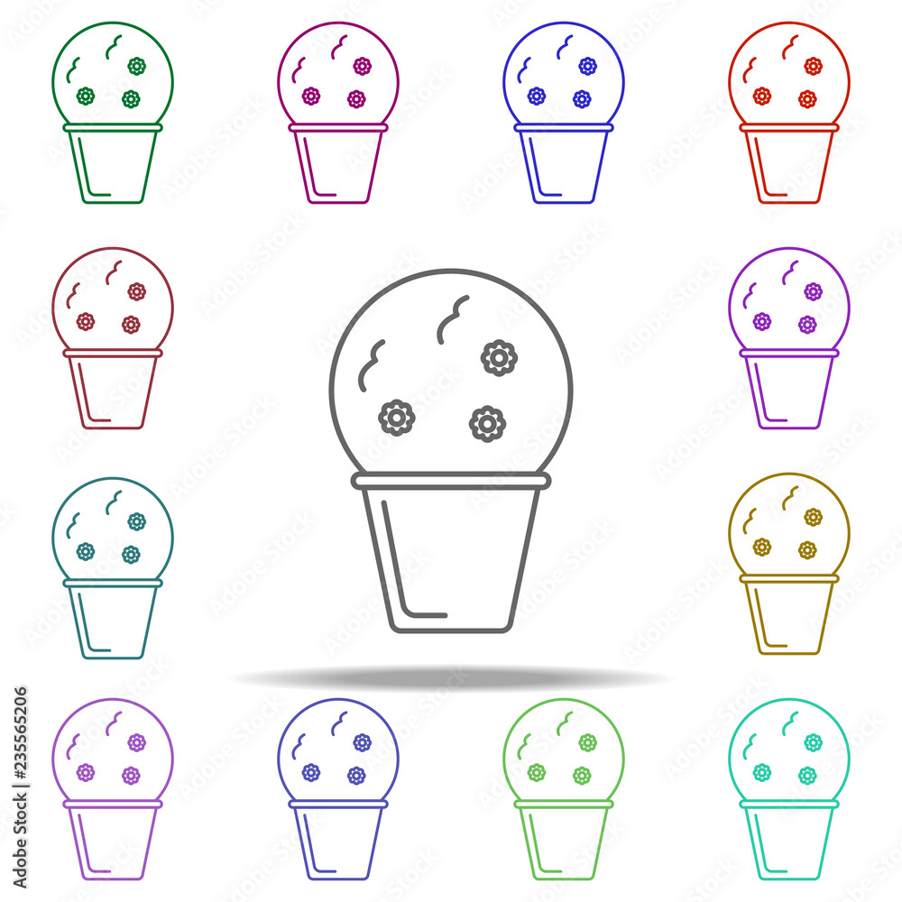 Poster shrub in pot outline icon. elements of flower in multi color style icons. simple icon for websites, 