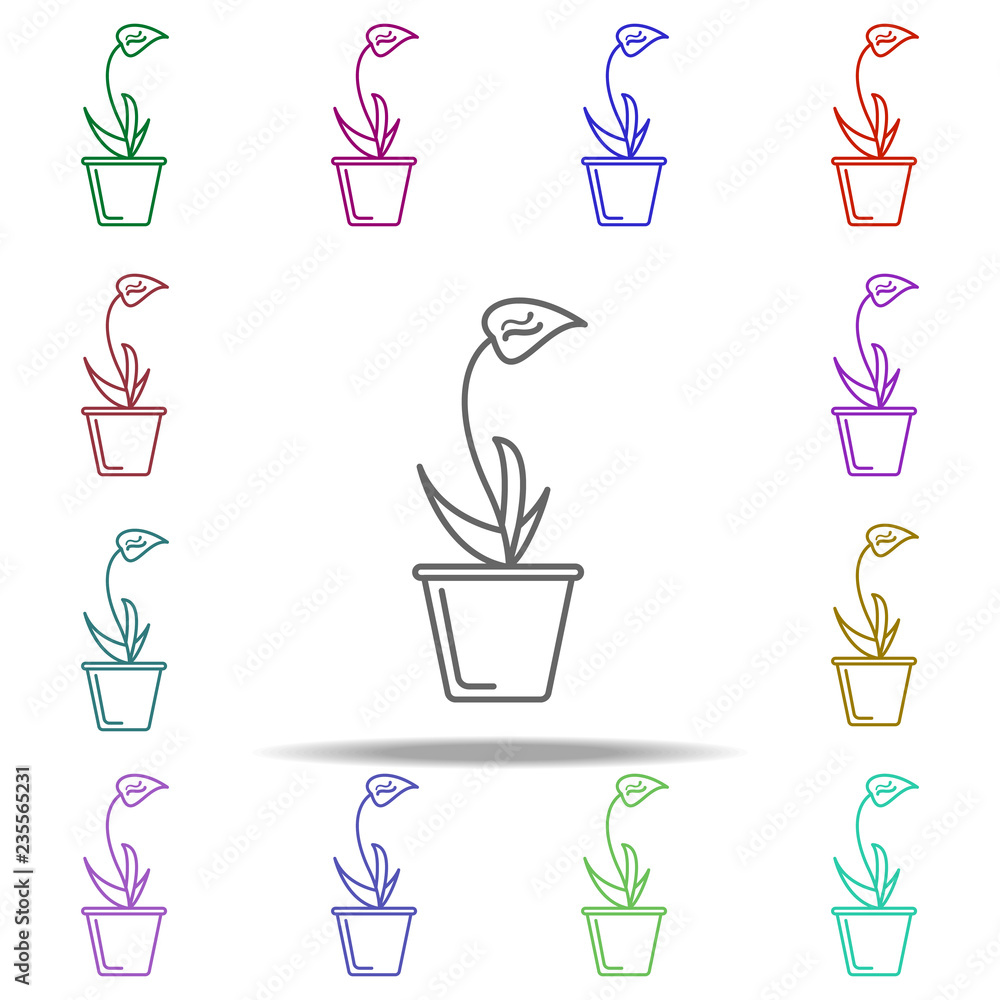 Aufkleber orchid in pot outline icon. elements of flower in multi color style icons. simple icon for websites,