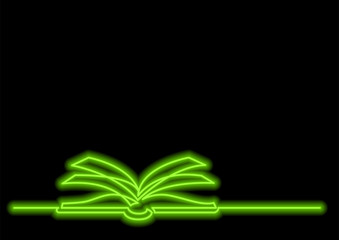 one line drawing of isolated vector object - open book with neon vector effect