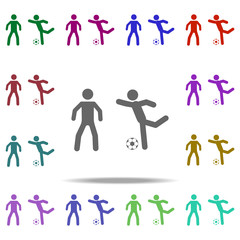 soccer players with a ball icon. Elements of Football in multi color style icons. Simple icon for websites, web design, mobile app, info graphics