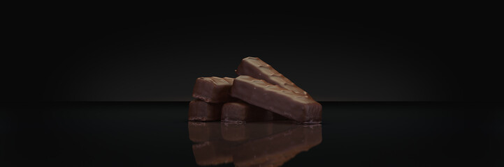 chocolate bar in dark background. 3d rendering