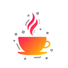 Coffee cup sign icon. Hot coffee button. Hot tea drink with steam. Colorful geometric shapes. Gradient coffee icon design.  Vector